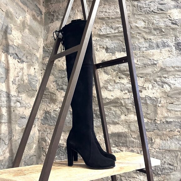 Stuart Weitzman Black Suede Highland Over The Knee Boots - Picture 1 of 12